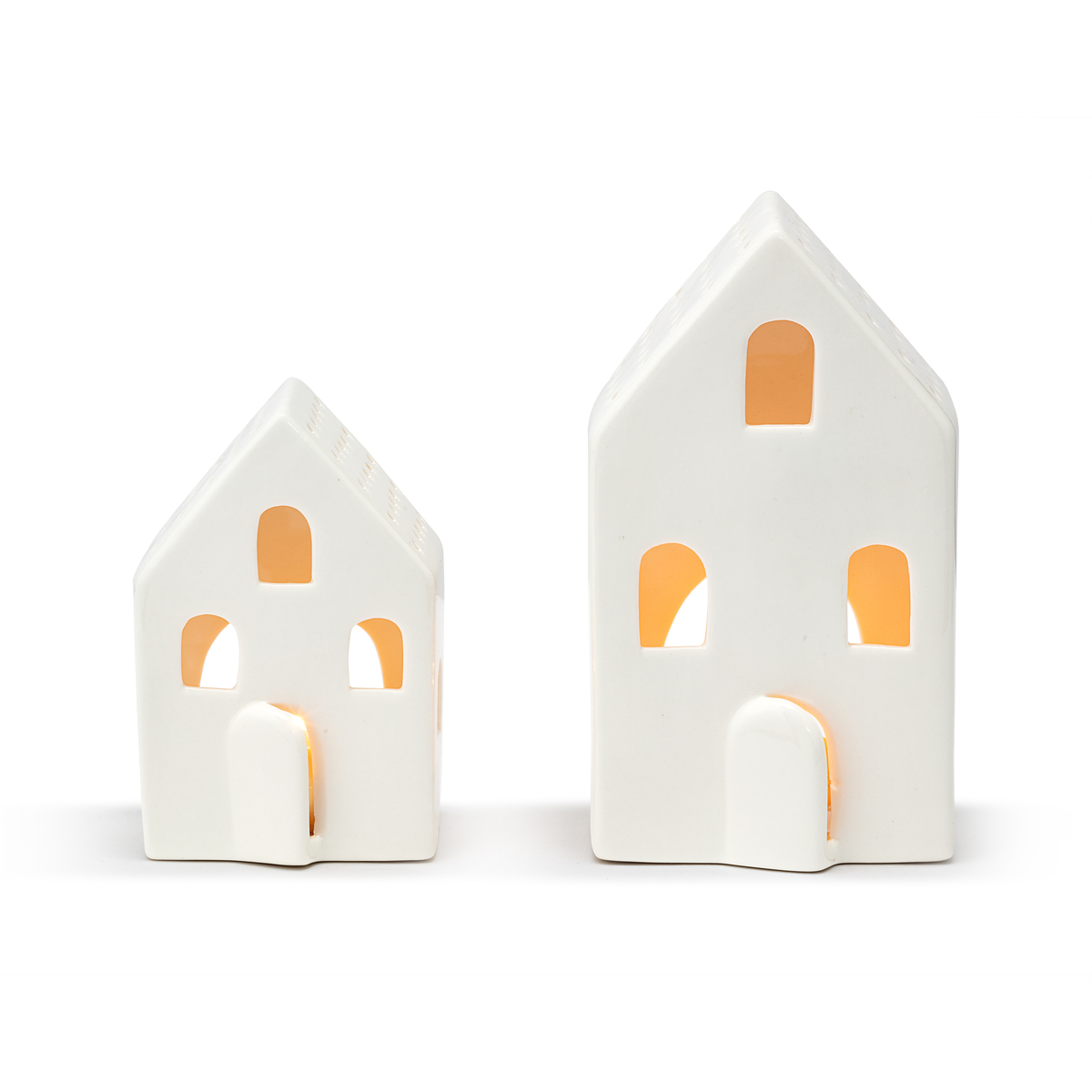 White Ceramic House Candleholders White Ceramic House Candleholders