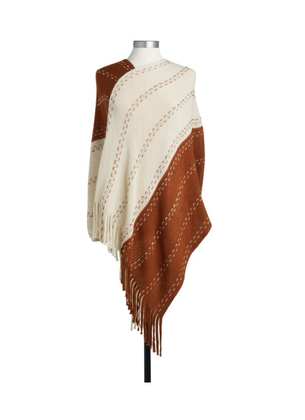Textured and Cream Two-Toned Poncho Textured and Cream Two-Toned Poncho